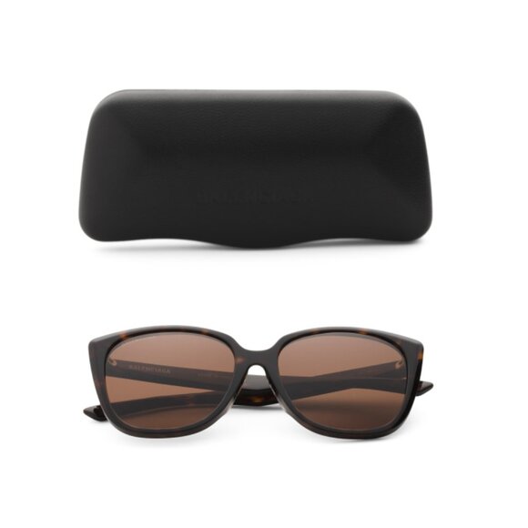 BALENCIAGA Havana Brown 57mm Square Sunglasses - Picture 1 of 2